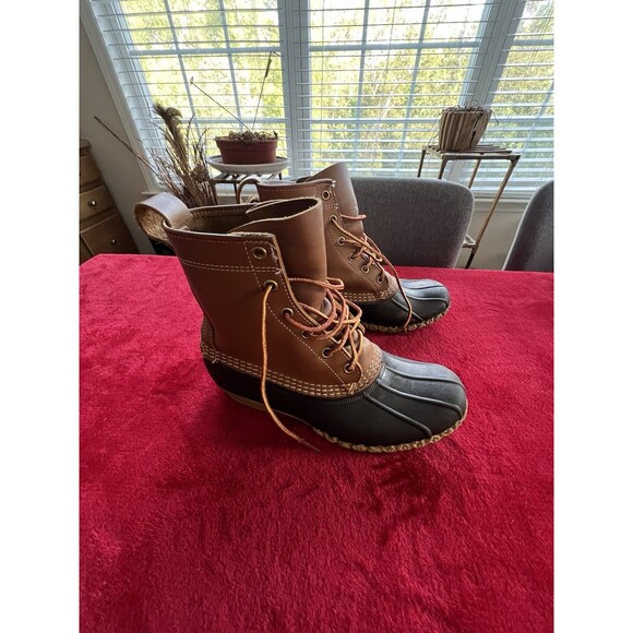 LL Bean Hunting Duck 7” Boots Women’s Size 8 M / Men’s Size 6 Brown 6 Eye Boots - Picture 1 of 9